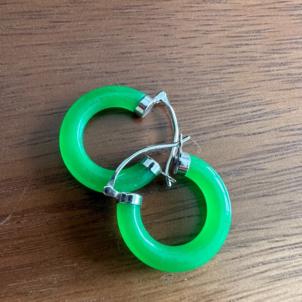 Jade Sterling Silver hoops